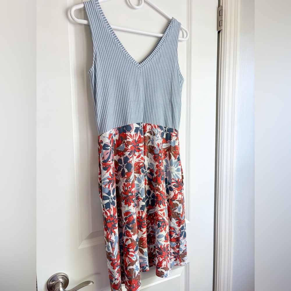 Pact Stripe and Floral Fit and Flare Mini Dress with Built in Bra - Picture 3 of 7